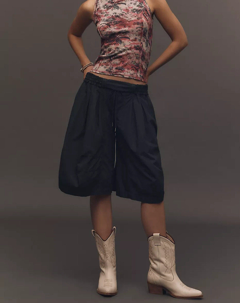 Anthropologie Ruched Poplin Culottes Pants Y2K Women's Size Medium A010832